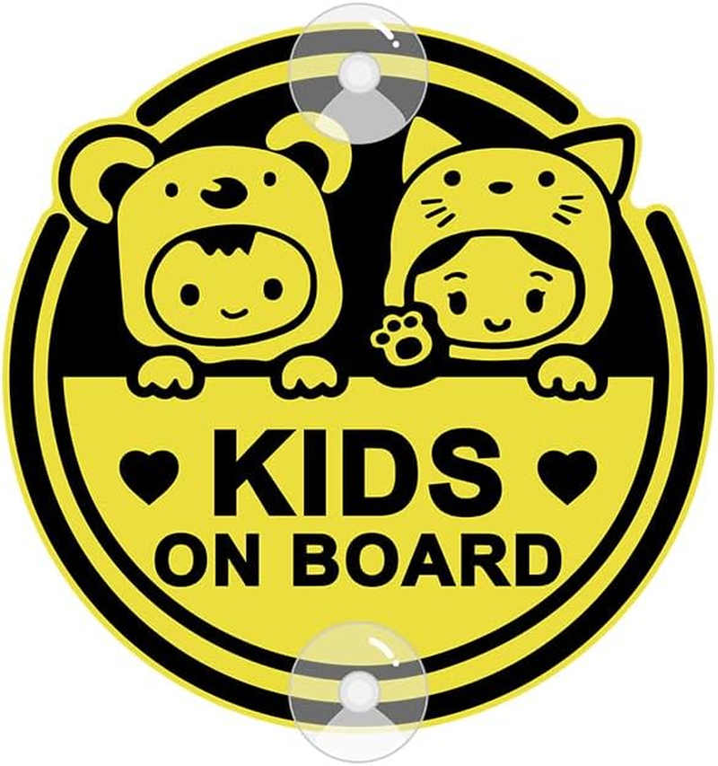 Assured Signs Baby on Board Sign with Suction Cups,Baby Safety Warning Decal for Cars- Bright Yellow, Durable and Strong Suction (Bear Baby on Board)