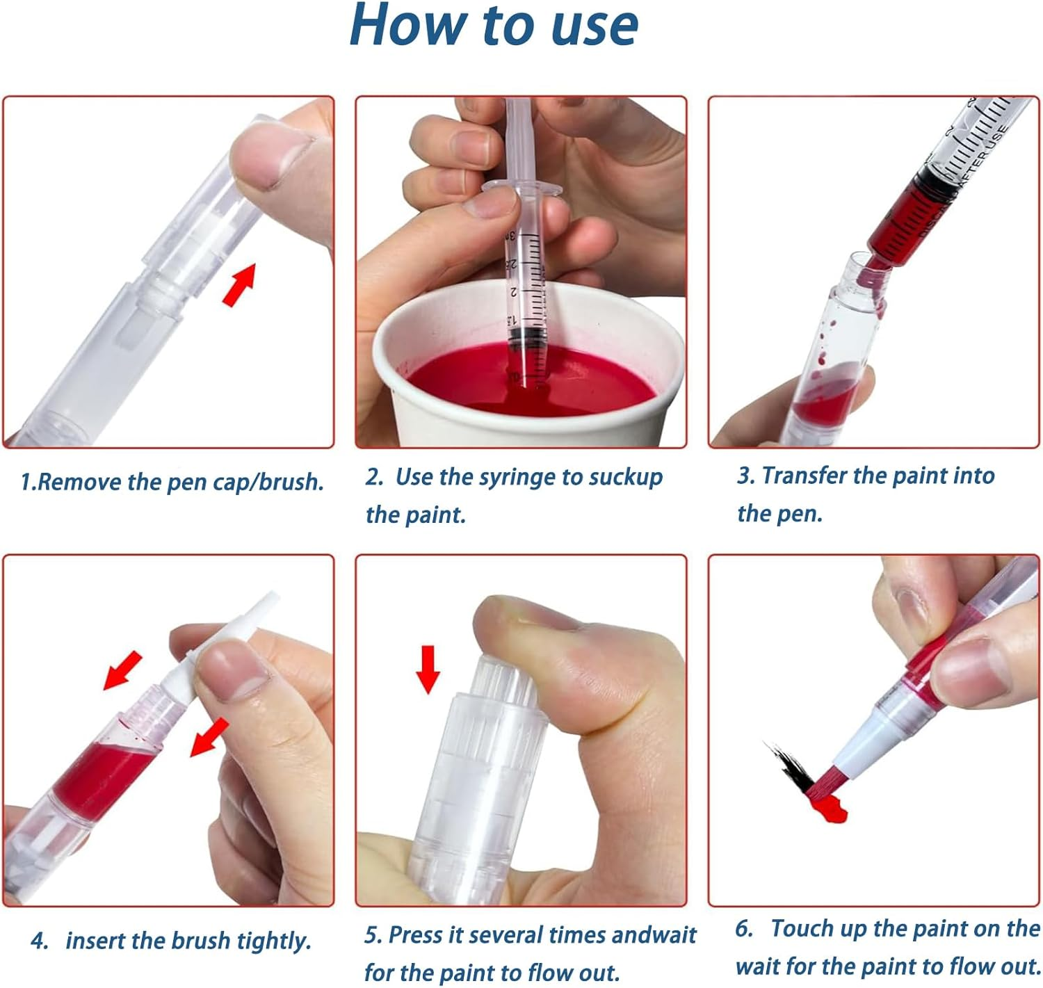 3 Pack Refillable Paint Pens 5Ml - Transparent Touch up Brush for Walls, Furniture & Wood Floors&Window， Precision DIY Repair Kit image number 1