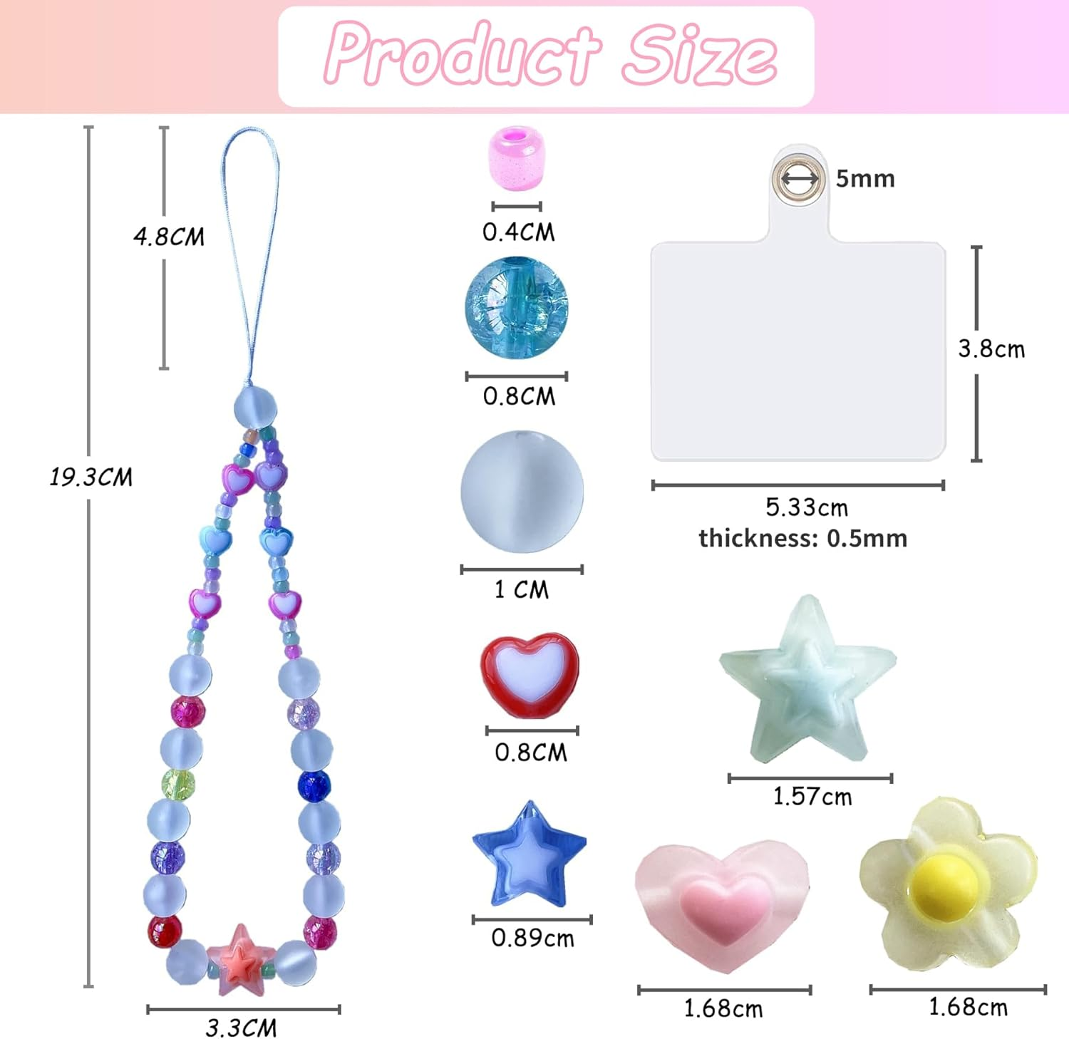 Beaded Mobile Phone Chains Charm Making Kit, Can Make 10 Pcs Cell Phone Wrist Straps, Assorted Crystal Diamond/Butterfliy/Metal/Round Beads for Girls DIY Handmade Gifts (C) - A image number 2