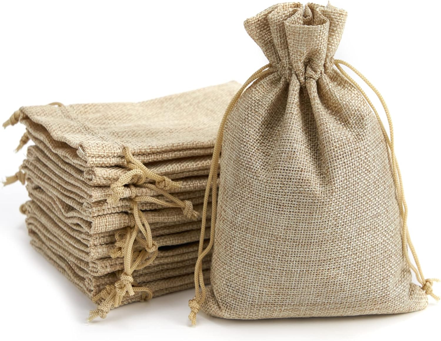 Tendwarm 50Pcs 6X8 Inch Burlap Gift Bags with Drawstring Recyclable Linen Sacks Bag for Wedding Favors Party DIY Craft