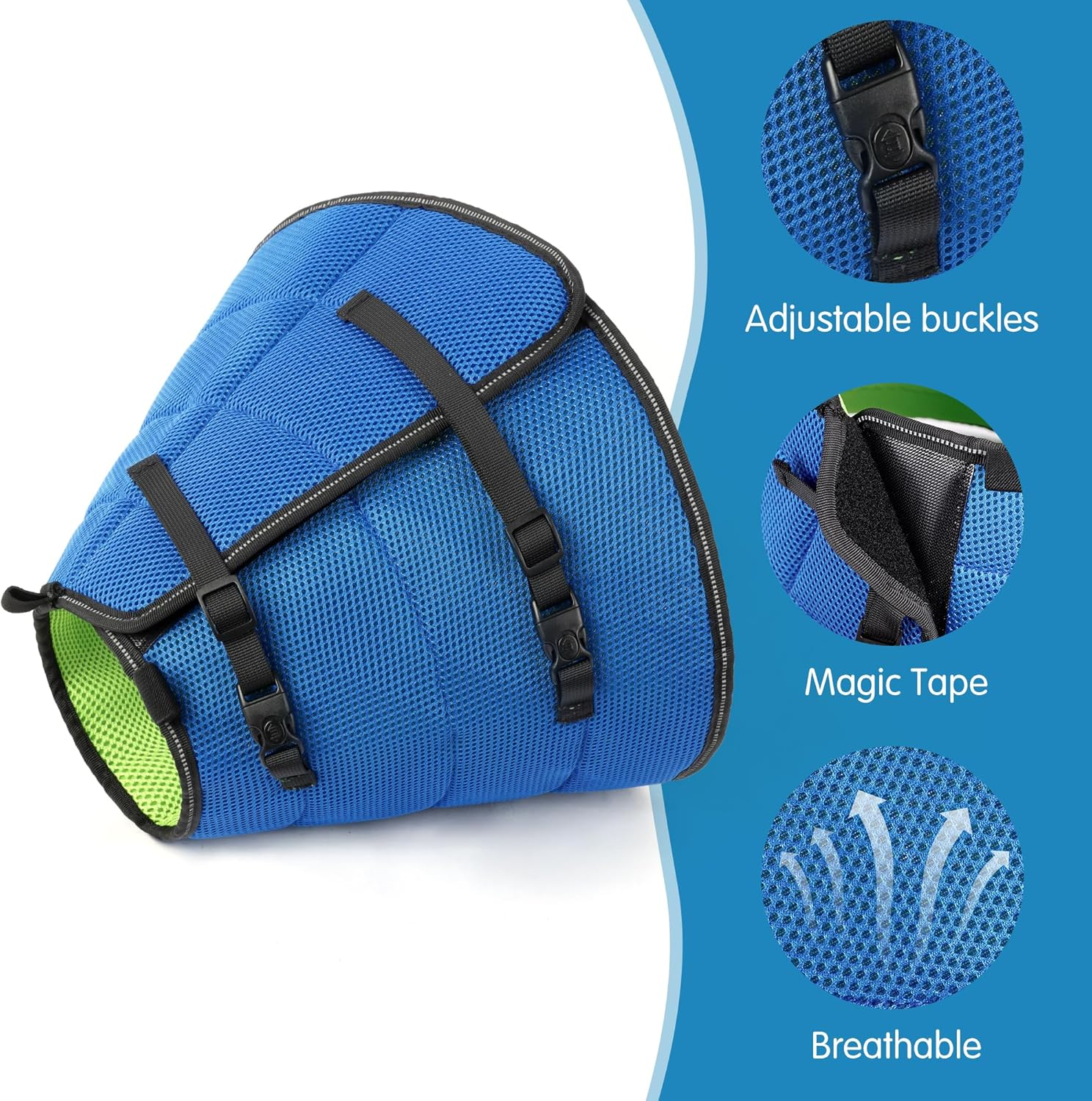 Collar for Dog, Recovery Elizabethan Collar for Pets, Dog Cone, Soft Pet Recovery Collar, Adjustable Collar Cone after Surgery and Injuries (Blue, L) image number 2