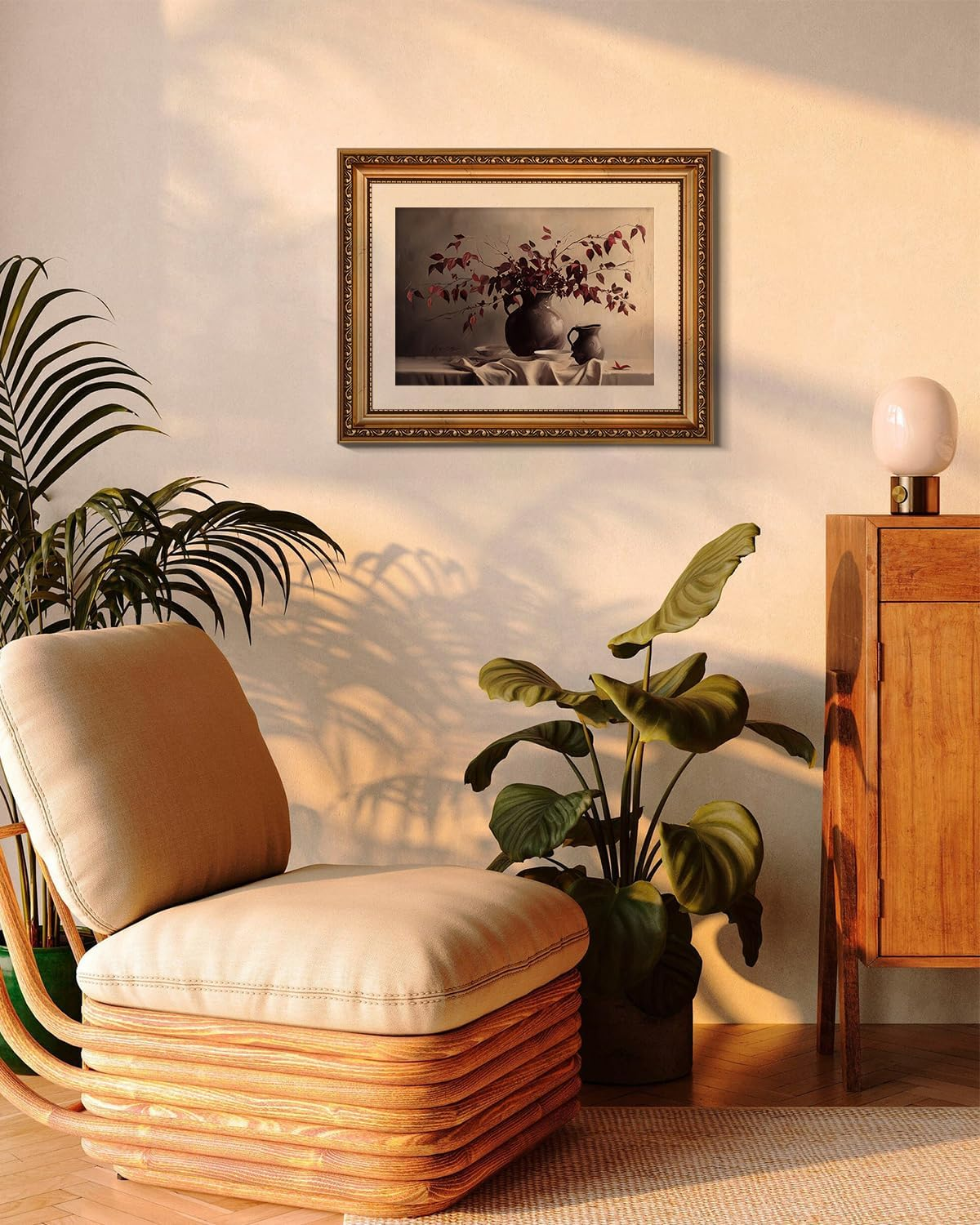 ARPEOTCY Vintage Gold Framed Wall Art Decor, 11X14 Inch Vase Still Life Painting Artwork, Classical Canvas Wall Art for Living Room Bedroom, Antique Farmhouse Kitchen Decor image number 5