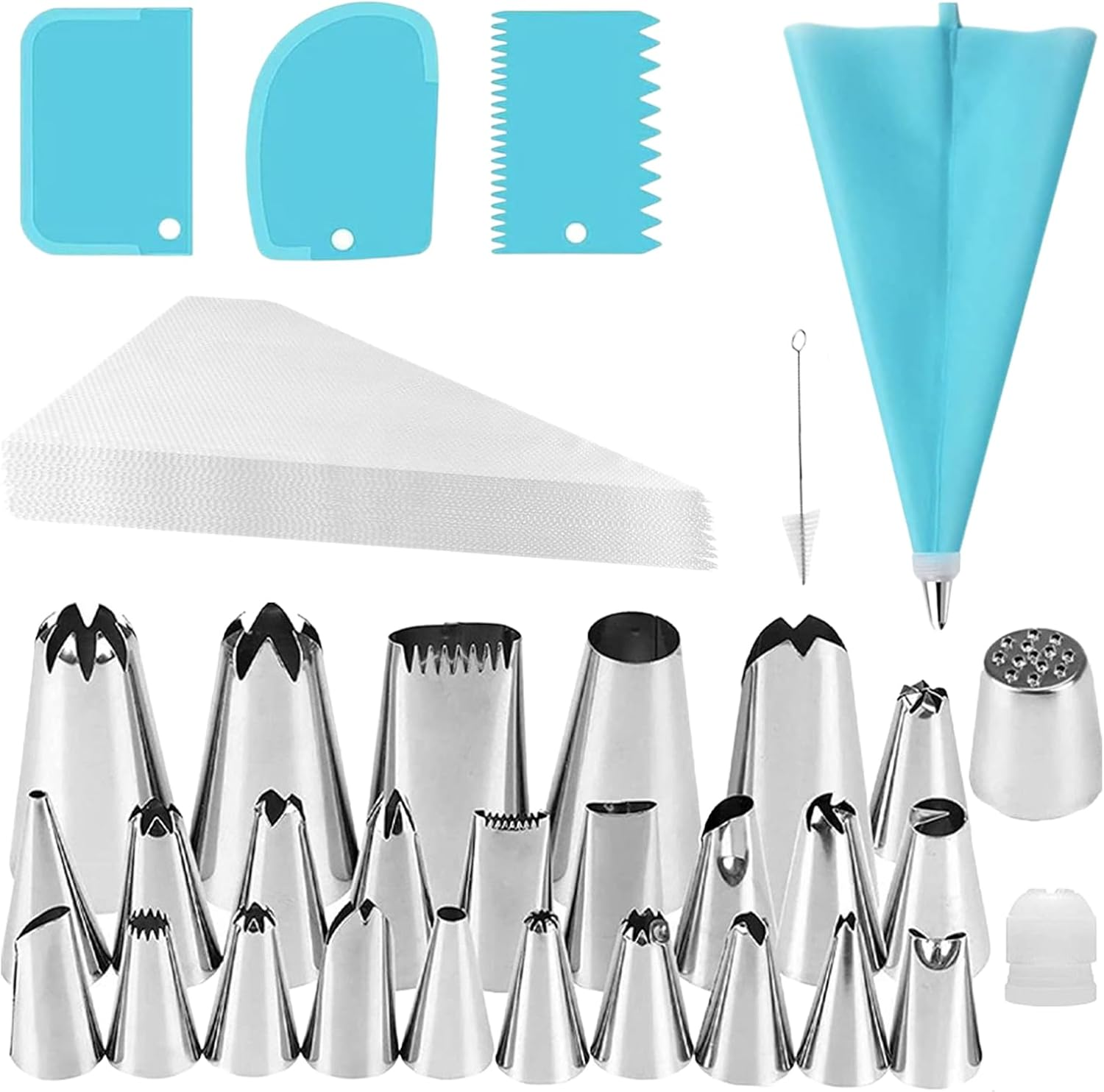 44 Pcs Icing Piping Bags and Tips Set-Cookie, Cake Decorating Set, Piping Icing Nozzles with Reusable Silicone Piping Bag, Suitable for Cakes, Cupcakes, Cookies image number 1