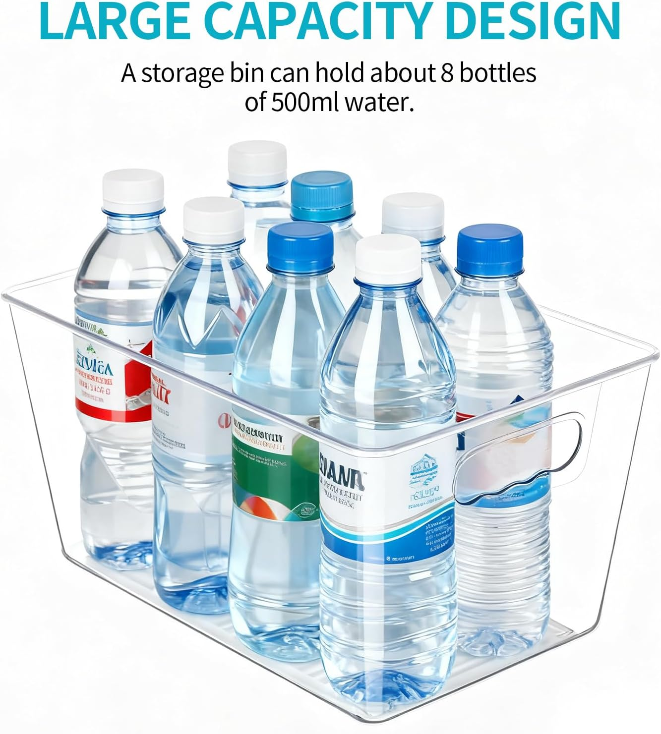 6 PCS Pantry Organiser, Food Containers for Fruits, Vegetables, Snacks, Clear Plastic Kitchen Storage & Organisation Bins with Handle, Medium Snack Box for Fridge, Cabinet, Countertops image number 1