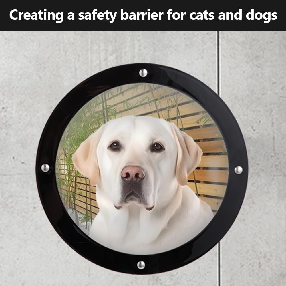 Dog Fence Window,Acrylic Clear View Window,Pet Peek Window,Dome Pet Peek,For Dog or Cat Even Horse Playpen, Outdoor, Boredom,For Safe,Acrylic ,Transparent, Sphere (Black)