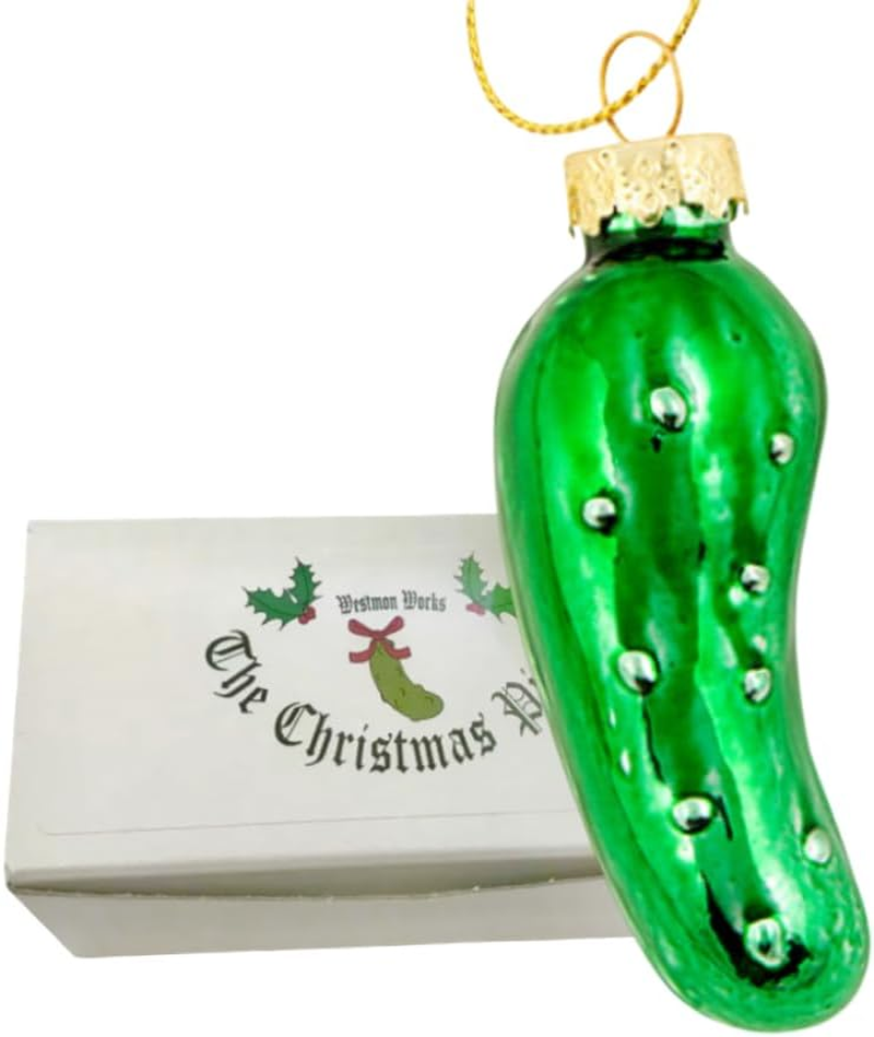 Christmas Pickle Ornament German Tradition Blown Glass Tree Decoration Gift Boxed image number 6