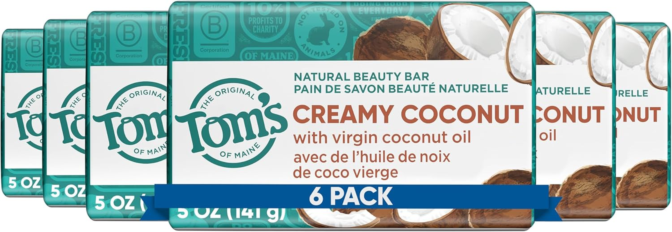 Tom'S of Maine Natural Beauty Bar Soap with Virgin Oil, Coconut, 5 Ounce, 6 Count image number 6