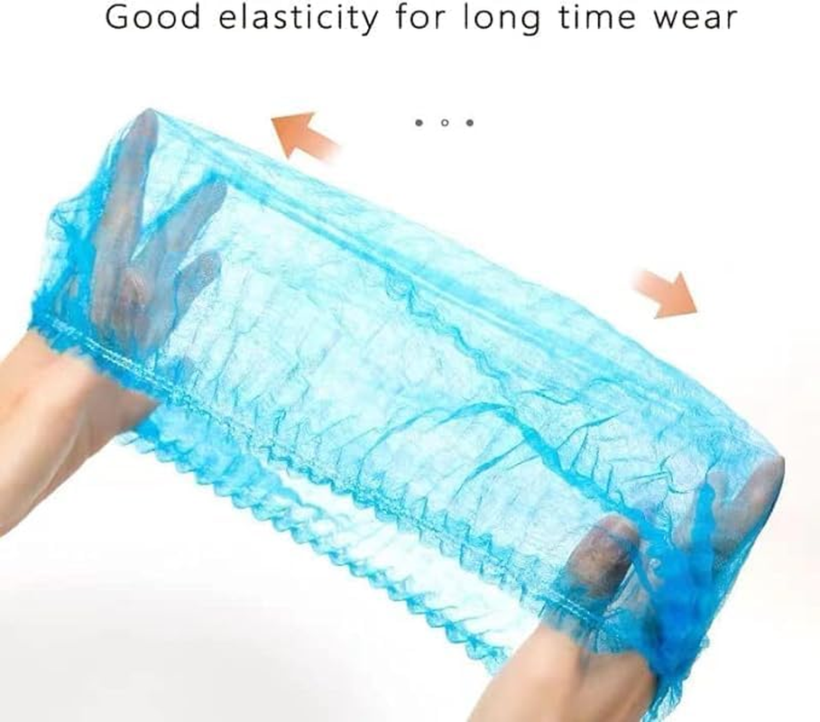 100X Disposable Hair Net Caps, Disposable Breathable Fluffy Hat Hair Net Hair Sleeves with Swivel Side Headbands, Unisex, Perfect for Sleeping Hair Nets, Hair Nets Food Service,Personal Care (Blue) image number 3