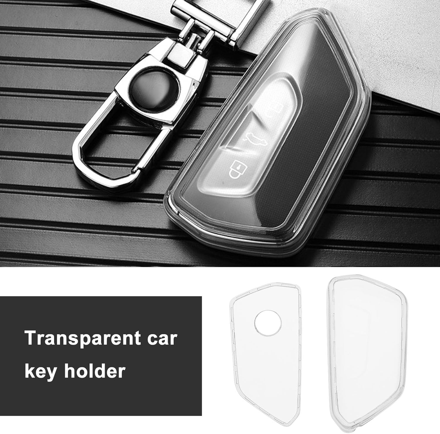 2PCS 3-Button Car Key Case Compatible with VW Golf 8 ID.3 ID.4, Seat Leon MK 4, Skoda Octavia 2020 - 78.8X39.9Mm TPU Cover Transparent - Transparent image number 5