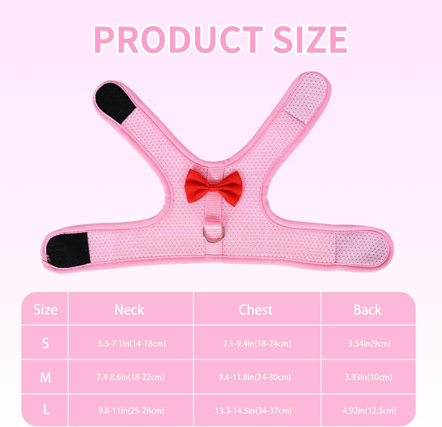 AIITLE Rabbit Harness and Leash Set with Cute Bow, Soft Breathable Mesh Vest Harness for Rabbits Kitten Ferret Puppy Small Pets Walking Supplies Pink S image number 3