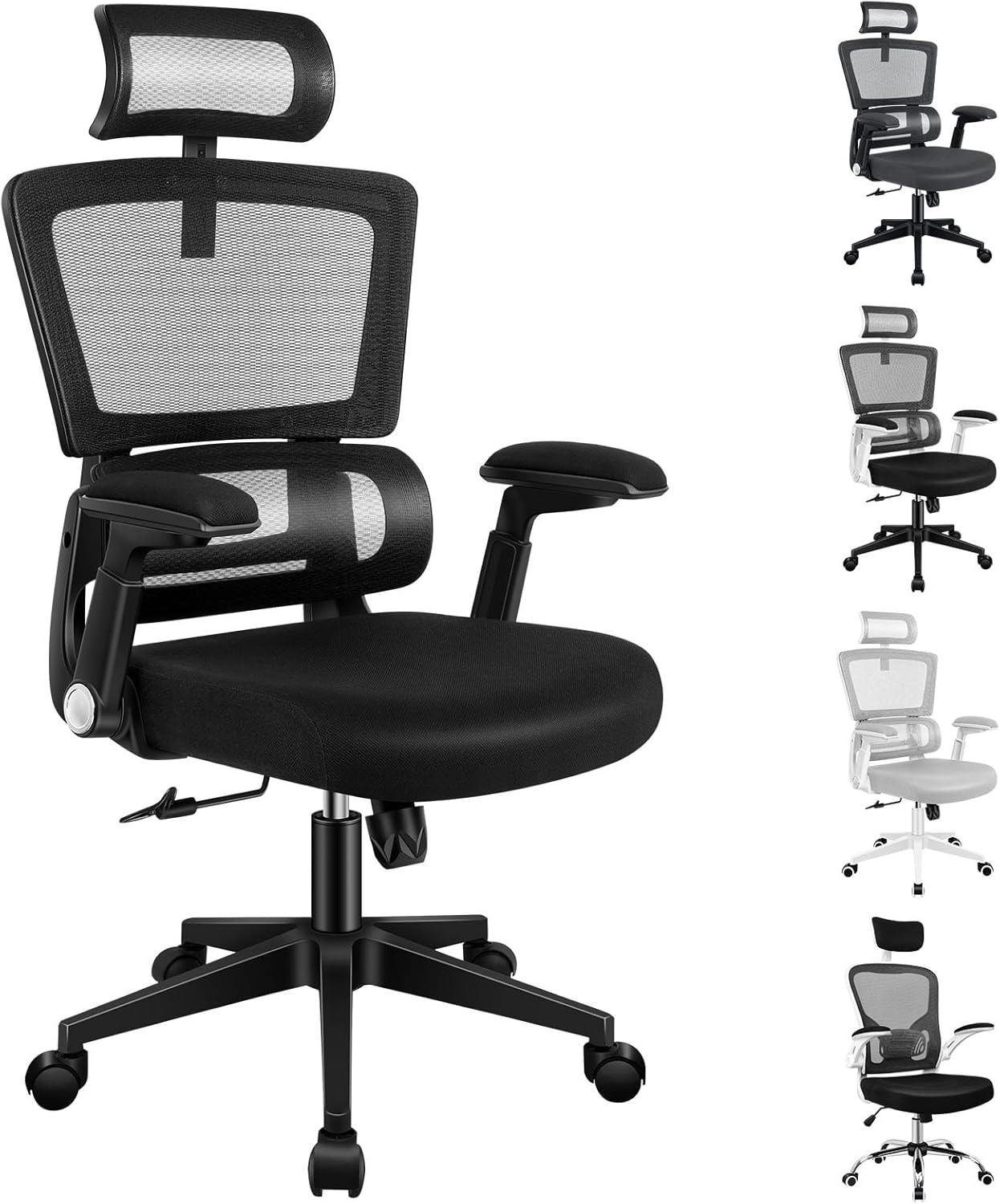 ALFORDSON Mesh Office Chair Swivel Computer Chair with Tilt & Height Adjustment, Ergonomic Executive Office Chair with Built-In Lumbar Support & Tall Backrest, Mesh Fabric Racing Chair (White)