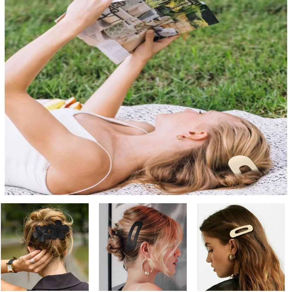 Flat Hair Clip Lay down Flower Hair Claw Clip,6Pcs Lay down Hair Claw Clip Flat Hair Clip,Flat Claw Clips Flower Hair Clips,French Flat Hair Clip Lay Flat Claw Clip Flower Flat Hair Clip for Girls image number 3