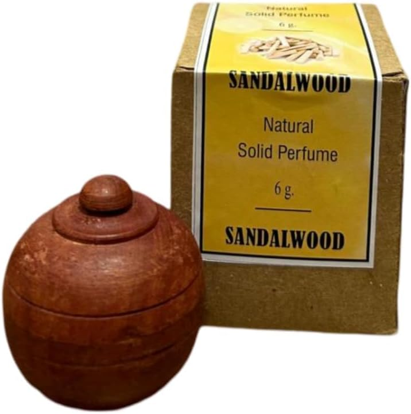 Natural Organic Sandalwood Solid Wax Perfume | Natural Wax in Mini Wooden Box for Men and Women - 6 Gm, (Pack of 1) image number 1