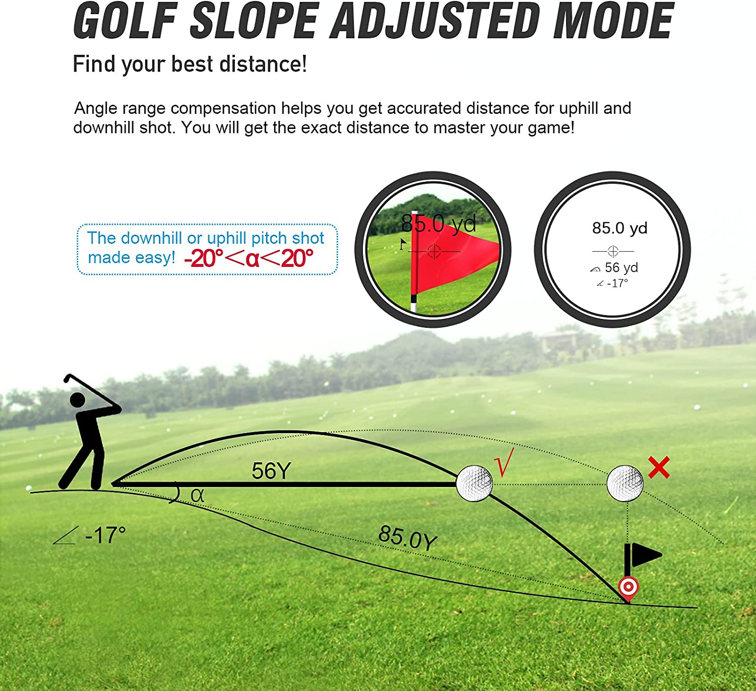 Golf Rangefinder,Mileseey Range Finder Golfing with Slope Switch for Man, Fast Flag Lock with Vibration,Magnetic Tech Style and External LCD Display Style image number 1