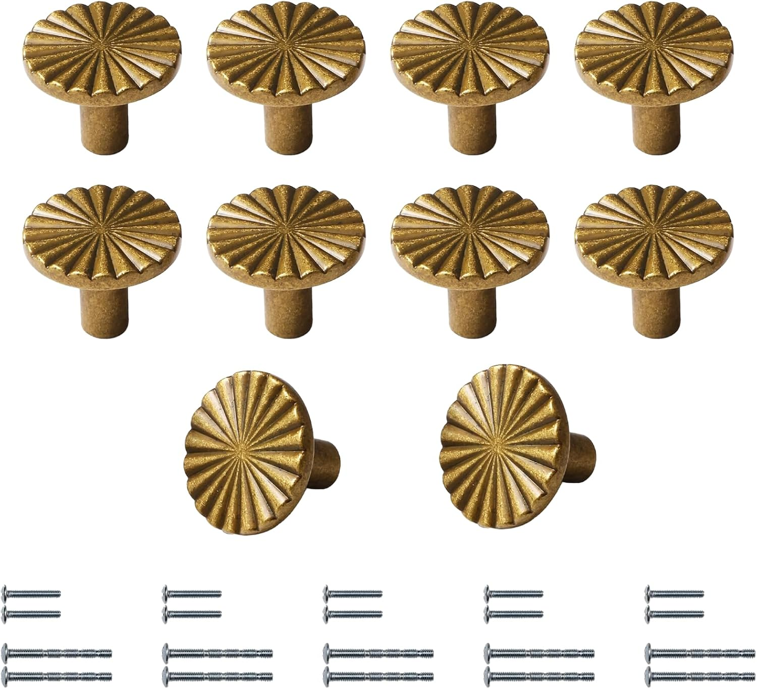 10 Pcs Antique Brass Cabinet Knobs Vintage Flat Drawer Pulls Kitchen Cupboard Bathroom Dresser Cabinet Hardware Handles Zinc Alloy