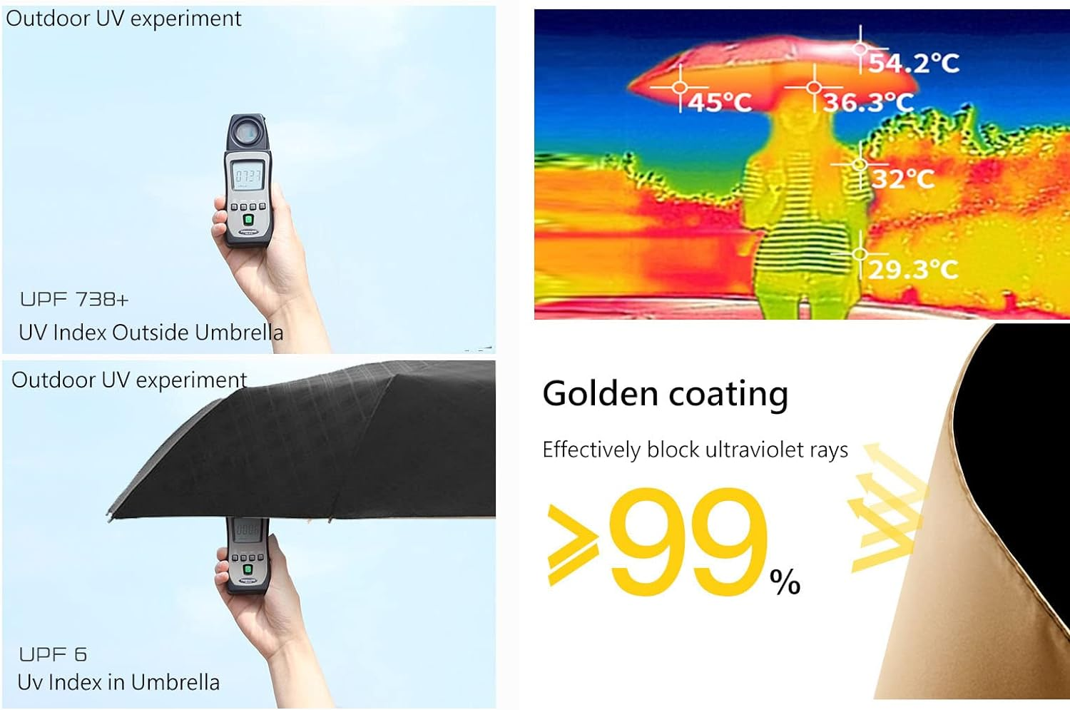 Travel Folding Golf Umbrella 10 Ribs Automatic Open/Close,Lightweight Compact Portable Backpack Car Parasol Outdoor,Sun/Rain,Anti 99 UV Protection UPF 50,Men Women Carabiner Handle Design image number 1