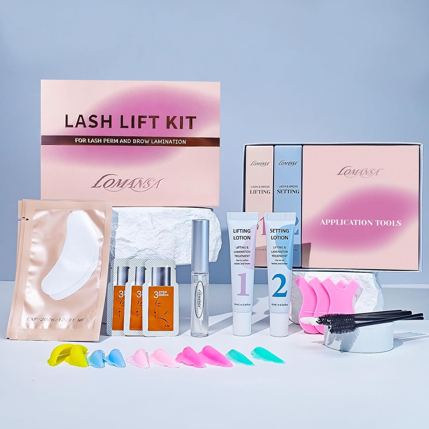 Lomansa Lash Lift Kit Eyelash Lift Kit for Lash Perm Natural Curling Lifting, with Detailed Instruction Complete Set for Women, Beginners, Salon Use image number 1