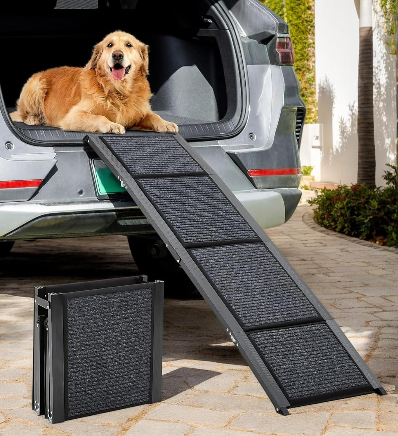Dog Ramp for Car, 160Cm Folding Ramps for Large Dogs, Dog Stairs for Trucks, Cars and SUV, Supports up to 250 Lbs (63'' L X 17'' W) image number 5