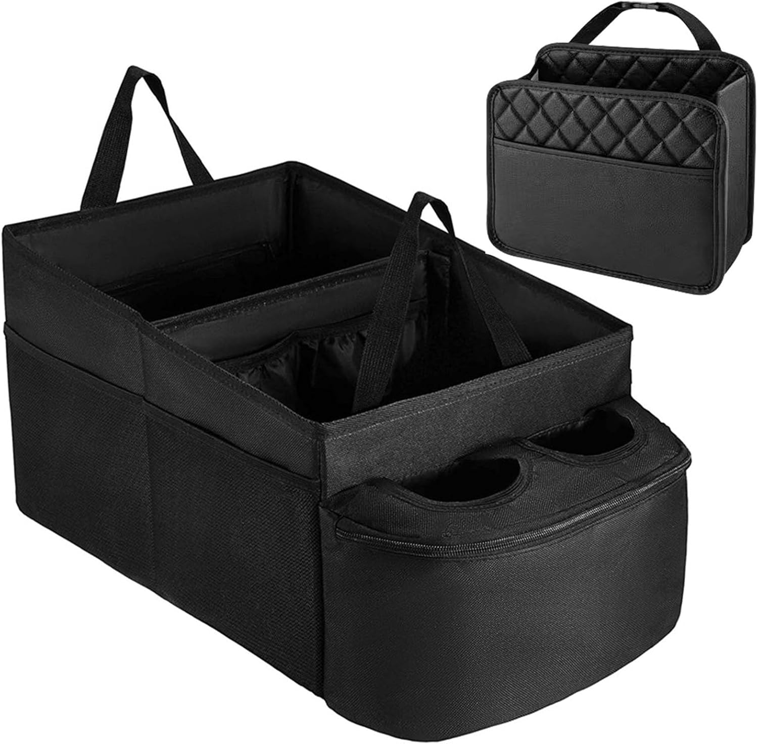 2Pcs Car Organizer, Car Seat Storage, Compartmentalized Storage with Cup Holders, Black image number 3