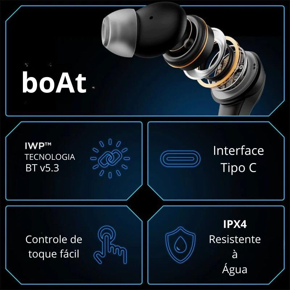 Boat Immortal 131 Wireless Gaming Earbuds with 40 Hours Playtime, Clear Calling with Enx&trade;, Low Latency, RGB Lights(Black Sabre) image number 4