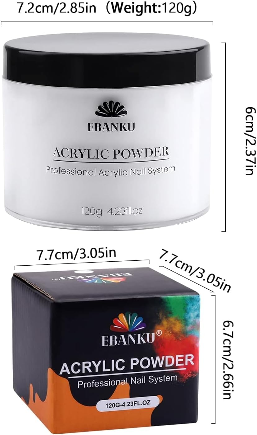 Kalolary White Acrylic Powder, 120G/4.23Oz Acrylic Powder Large Capacity Professional Acrylic Nail Powder for Nail Acrylic Extension, Nail Carving, Long-Lasting, No Nail Lamp Needed image number 3