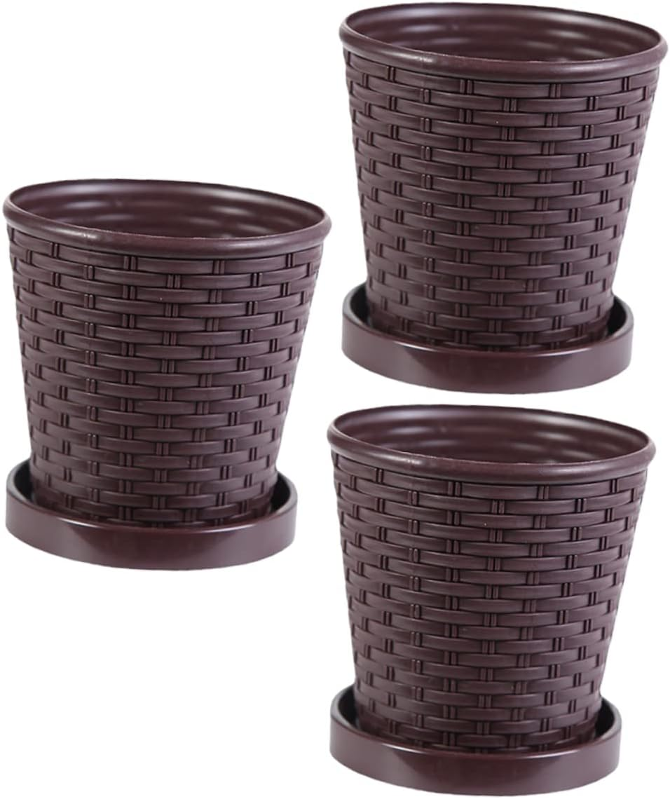 3Sets Resin Flower Pots for Garden Decoration Simple Design Resin Plant Pots for Succulents Indoor Outdoor Use