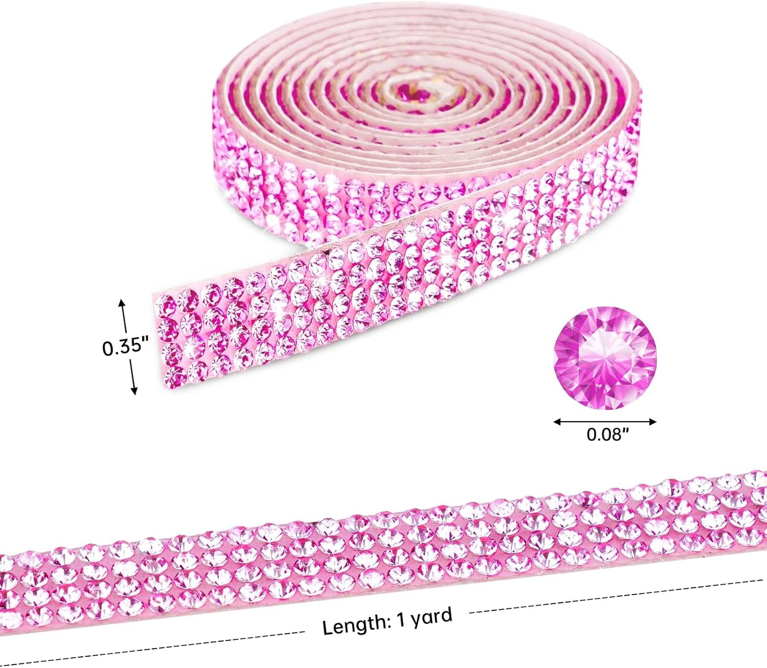 Self Adhesive Crystal Rhinestone Diamond Ribbon 12 Rolls 0.9Cm Wide Total 12 Yards Multi-Functional DIY Decorative Bling Gemstone Arts Crafts Sticker Tape Glitter