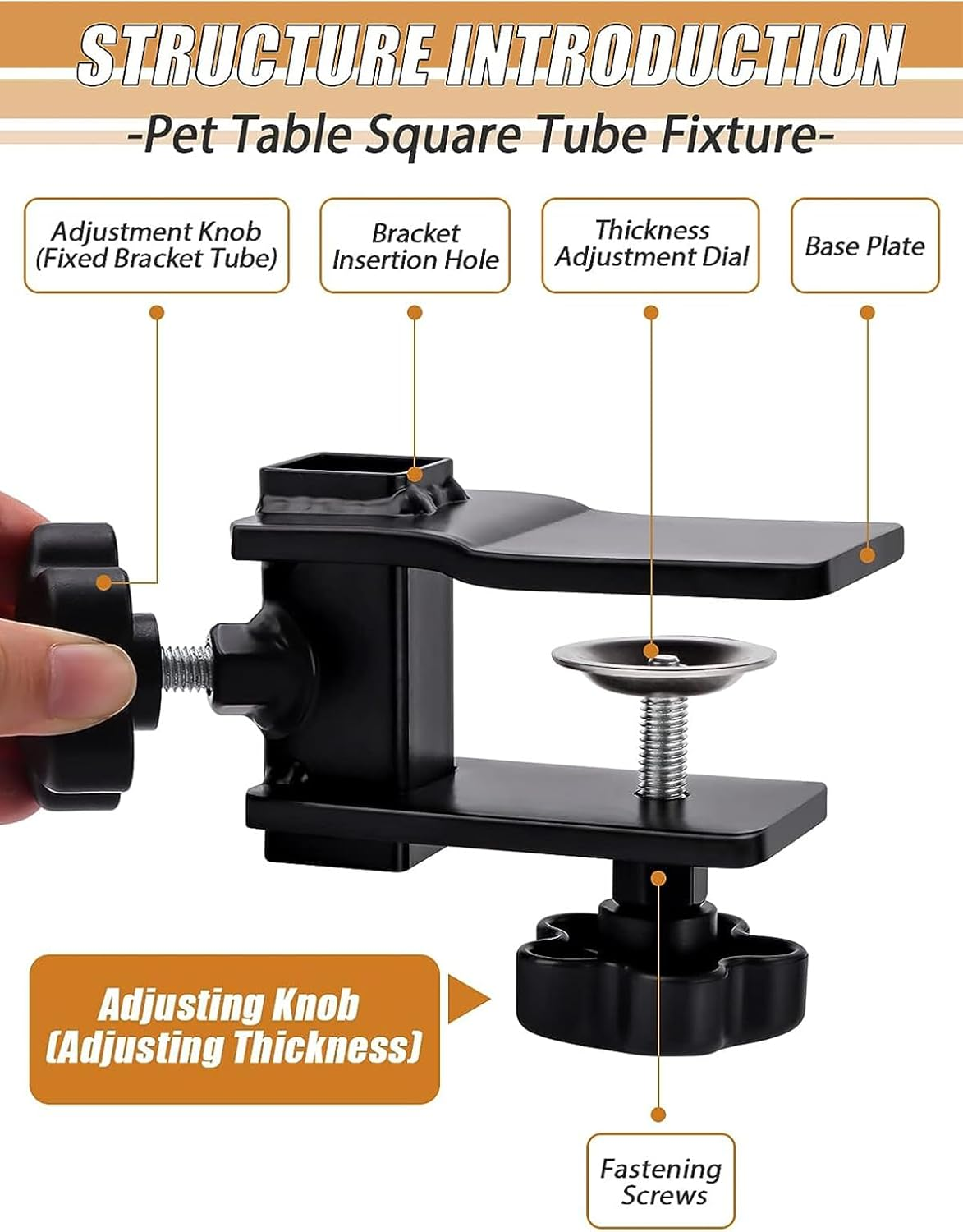 Kalolary Grooming Table Arm Clamps,Grooming Table Arm Clamps, Adjustable Replacement Aid Clamps to Attach Grooming Arms to Tables Accessories