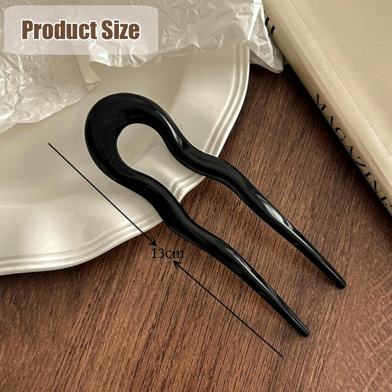 Pack of 12 U-Shaped Hair Pins, Hairstyle Chignon Pins, Vintage Hairpin Fork French, French Twist French Pin, Hairpin Stick French Style, French Hair Clips in Tortoiseshell image number 1