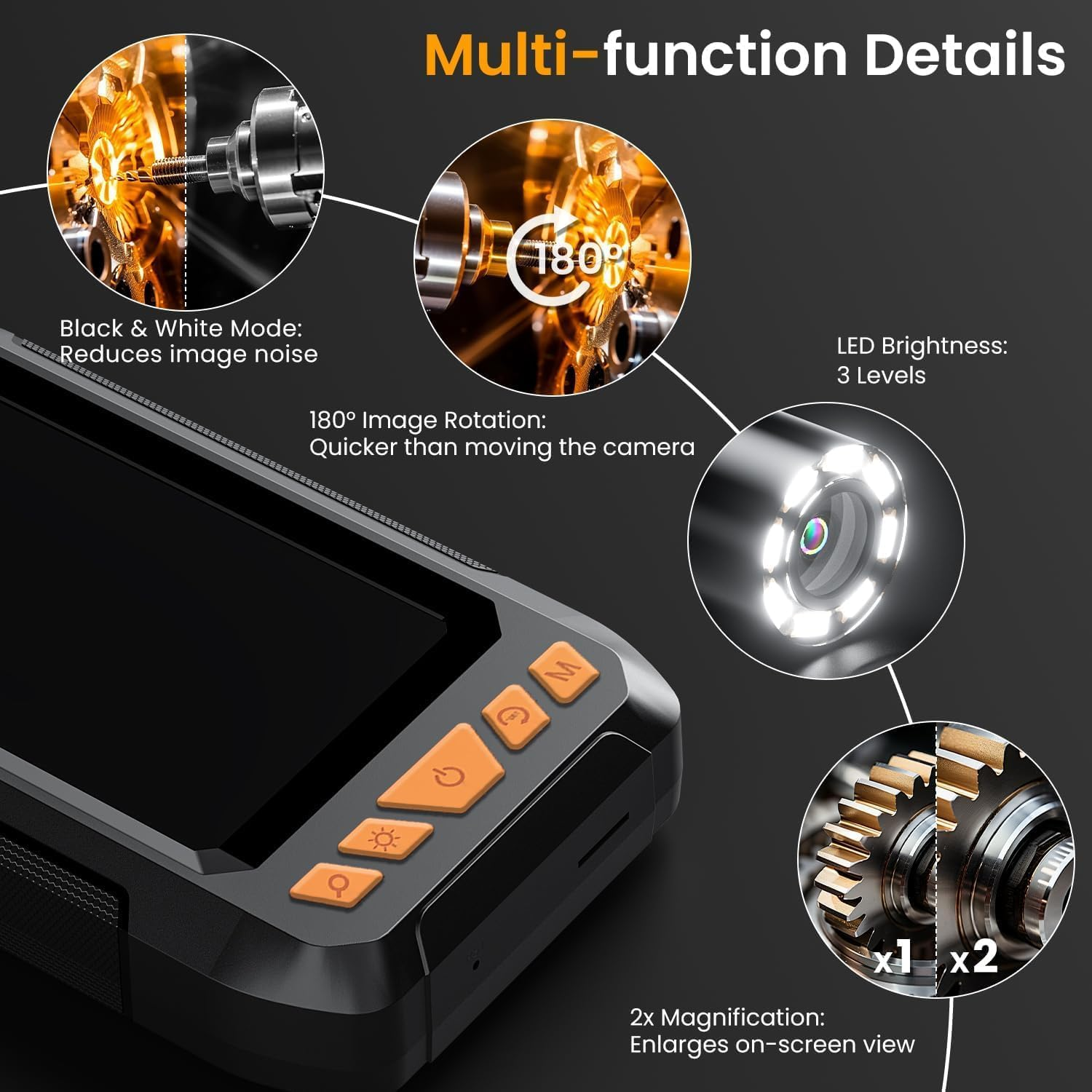 1080P Endoscopic Camera, 10M 4.3-Inch Industrial Endoscope and IP68 Drainage Detection Camera, Suitable for Pipes, Air Conditioning, Cars, Men'S Birthday Gifts, Men'S Tools image number 2