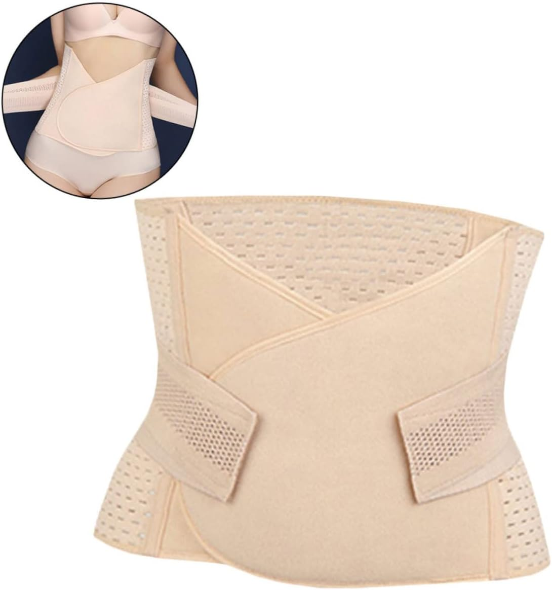 SHERCHPRY Postpartum Belly Band Recovery Wrap Tummy Control Shapewear Breathable Mesh Girdle Support Belt for C Section and Natural Birth Khaki image number 4