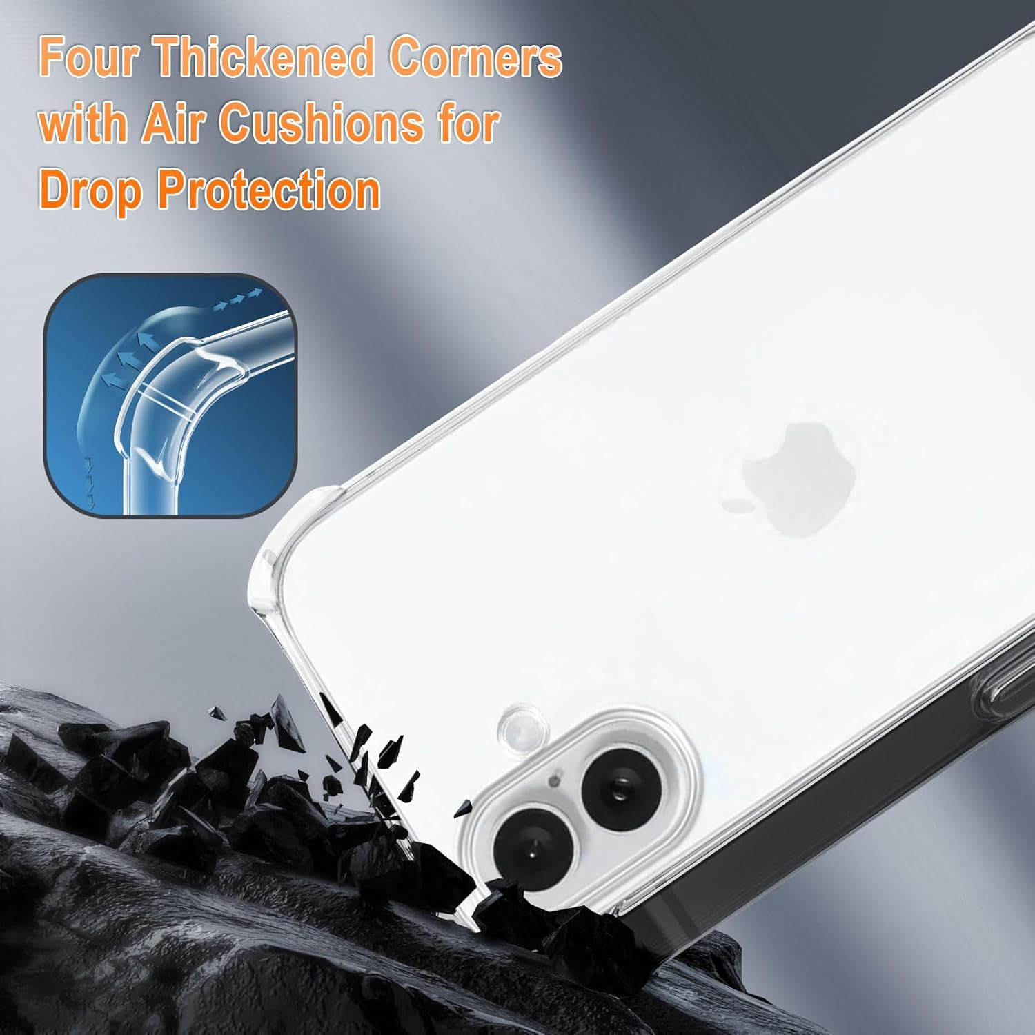 XTCASE Mobile Phone Chain for Iphone 17 Case with Strap, Transparent Silicone Mobile Phone Case for Iphone 17 with Chain, Shockproof Protective Case - Cord with Case for Hanging in Rose Gold image number 5