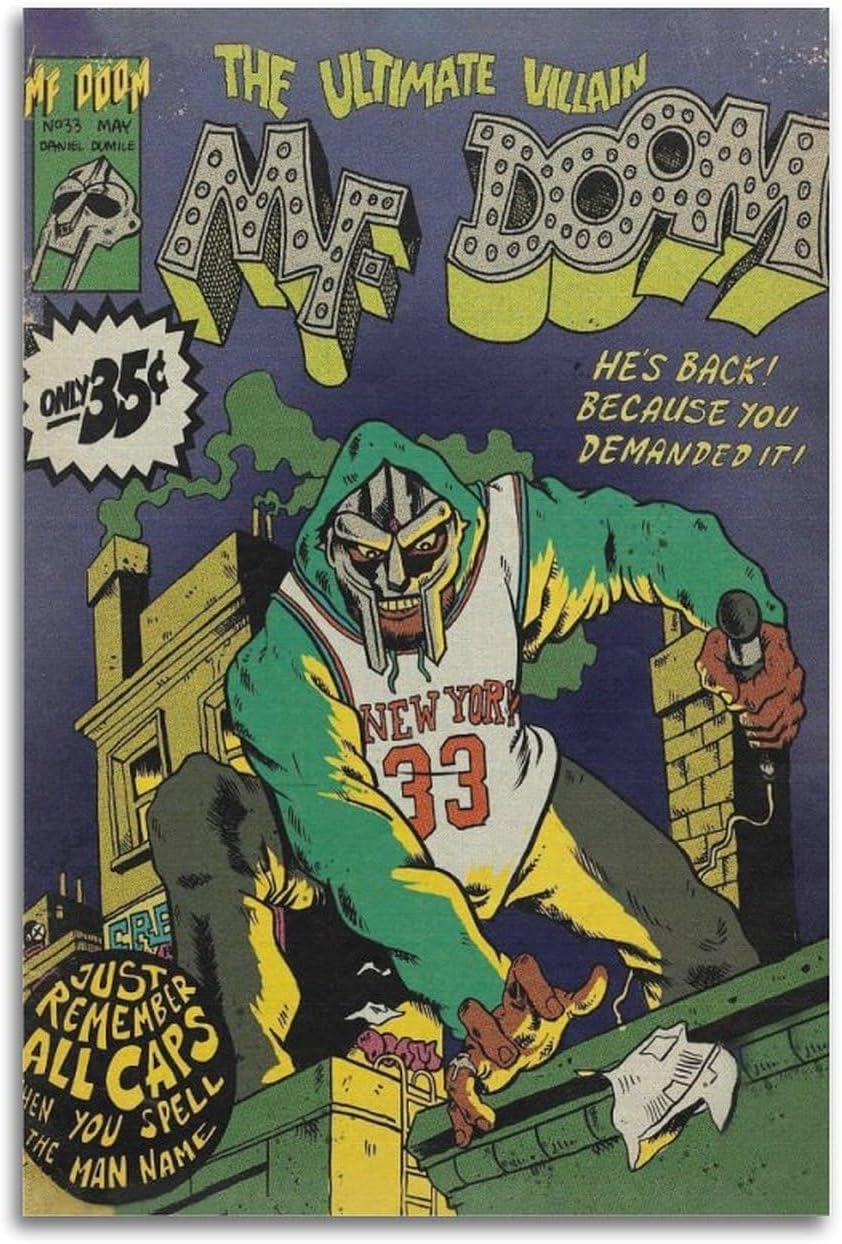 Mf Cartoon Music Art Poster Doom Poster Canvas Painting Wall Art Picture Home Decor Print for Bedroom Living Room Dorm Study Bar Office 12X18Inch(30X45Cm) image number 3