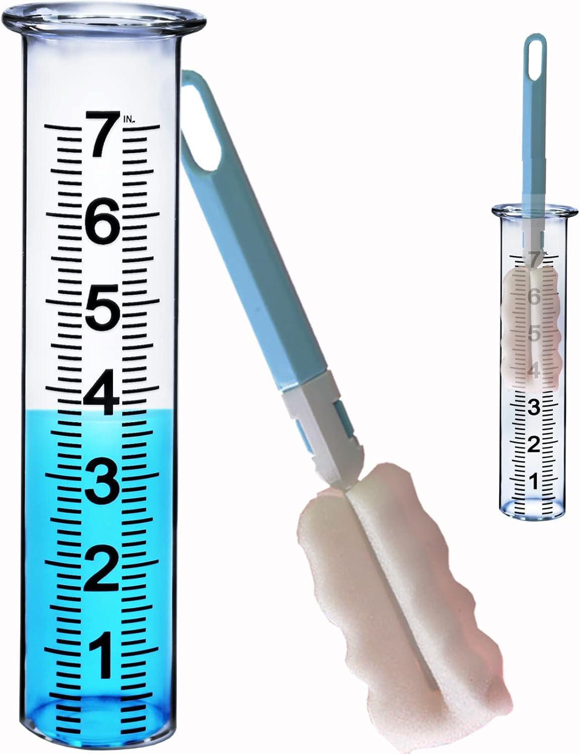 7 Inch Plastic Rain Gauge Replacement Tube, Upgrade Freeze Proof Outdoor Rain Gauges Replacement Plastic Tube for Garden Yard Lawn, Crack Resistance Tube Best Rated, 2 Pcs Tubes with 1 Clean Brush