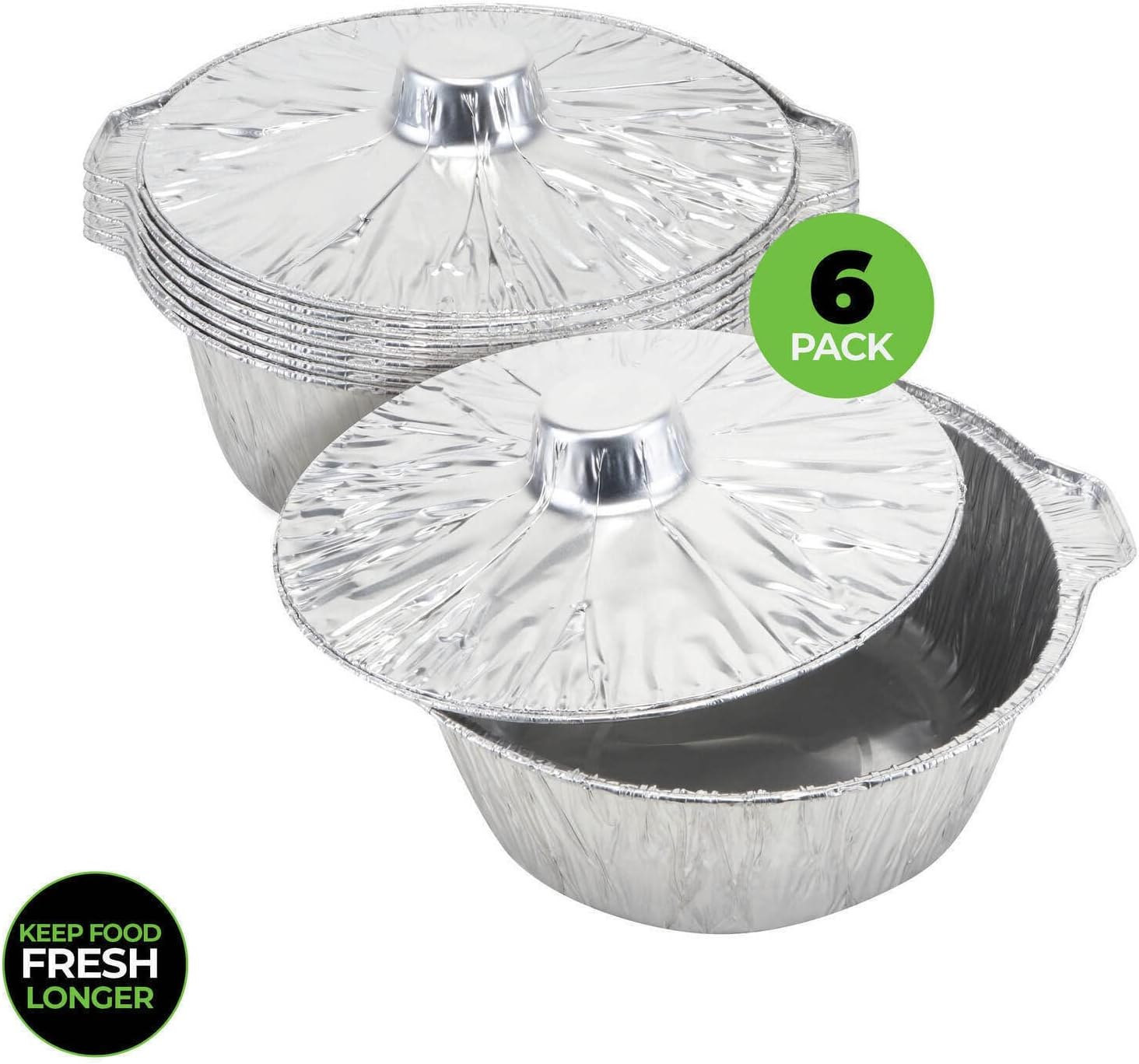 [6PK] Home Master Aluminium Foil Bowls & Lids Oven Freezer Safe 29Cm*12Cm 11.5Inch Ideal for Food Takeaways and as Baking Pans for Pies, Cake, Cookie, and Cheesecake image number 2
