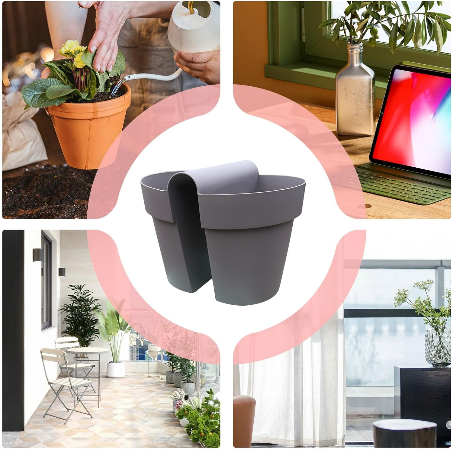 Fence Planter,Window Planter Box | Home Gardening Supplies for Balcony Fence Strawberry Apartment Flowers Driveway Porch Patio image number 2