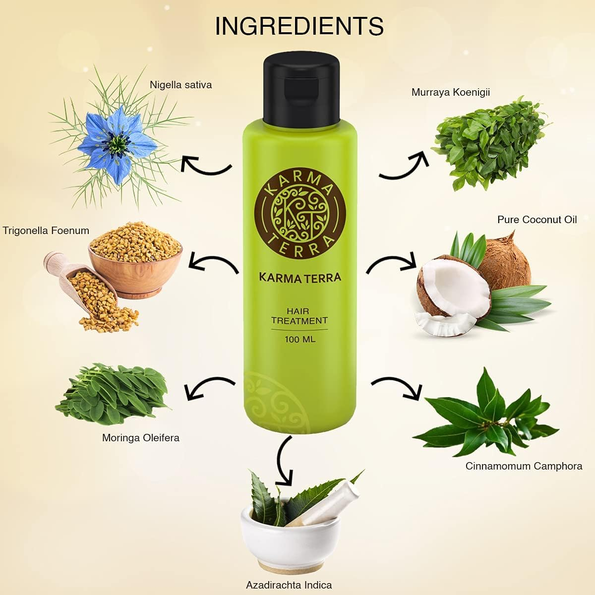 KARMA TERRA Ayurvedic Herbs Enriched Coconut Hair Oil Made by Pure Ayurvedic Herbs | 5X Ayurvedic Herbs with Coconut Oil | Makes Hair Sooperr Soft & Stronger & Reduces Hair Dandruff image number 3