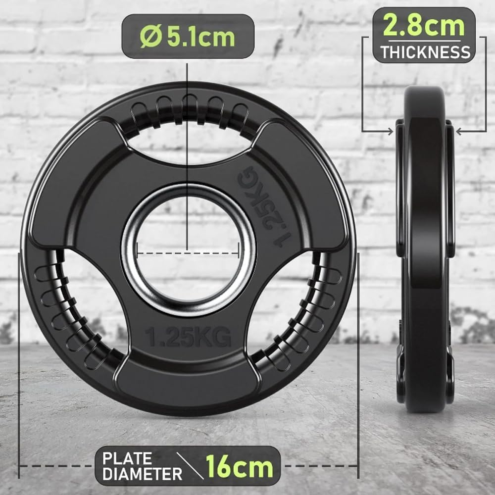 Olympic Rubber Grip Weight Plates for Barbell, 2-Inch Cast Iron Weight Plates for Dumbbells & Barbells,Ideal for Crossfit Weightlifting and Strength Training in Home & Gym image number 1