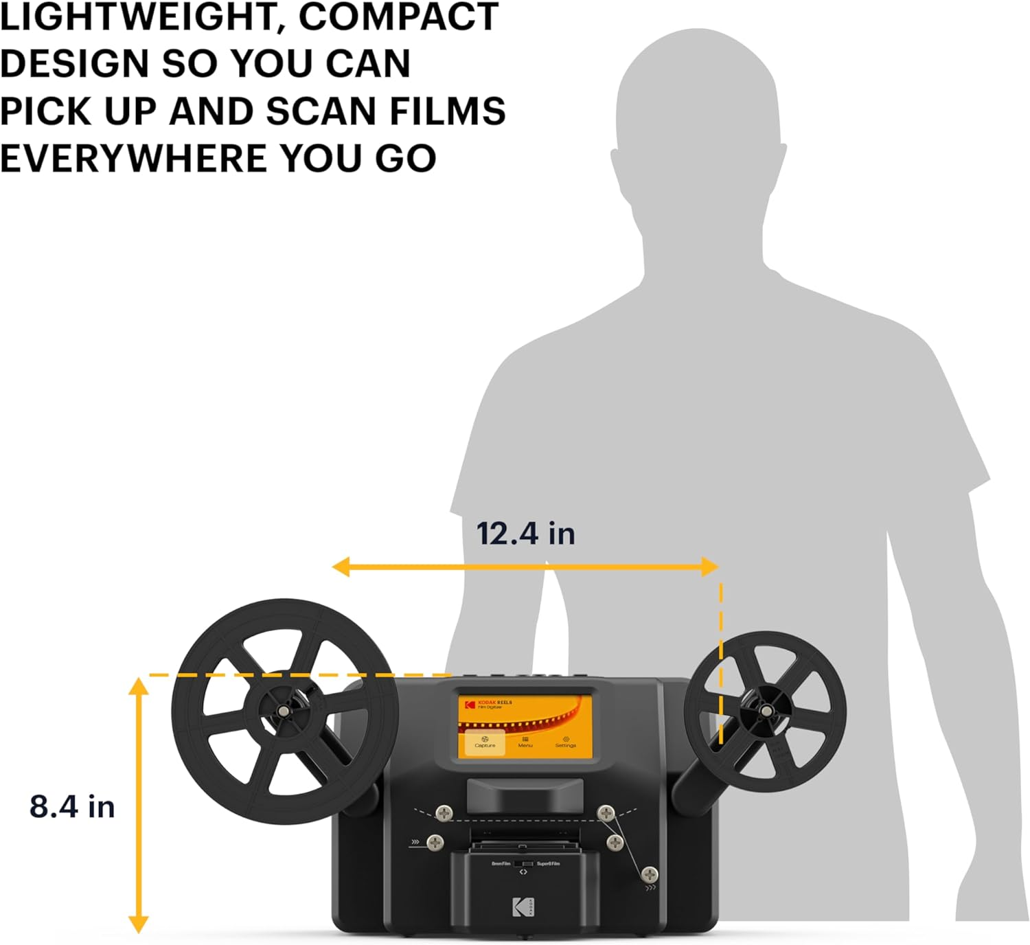Kodak REELS 8Mm & Super 8 Films Digitizer Converter with Big 5&rdquo; Screen, Scanner Converts Film Frame by Frame to Digital MP4 Files for Viewing, Sharing & Saving on SD Card for 3&rdquo; 4&rdquo; 5&rdquo; 7&rdquo; and 9&rdquo; Reels image number 3