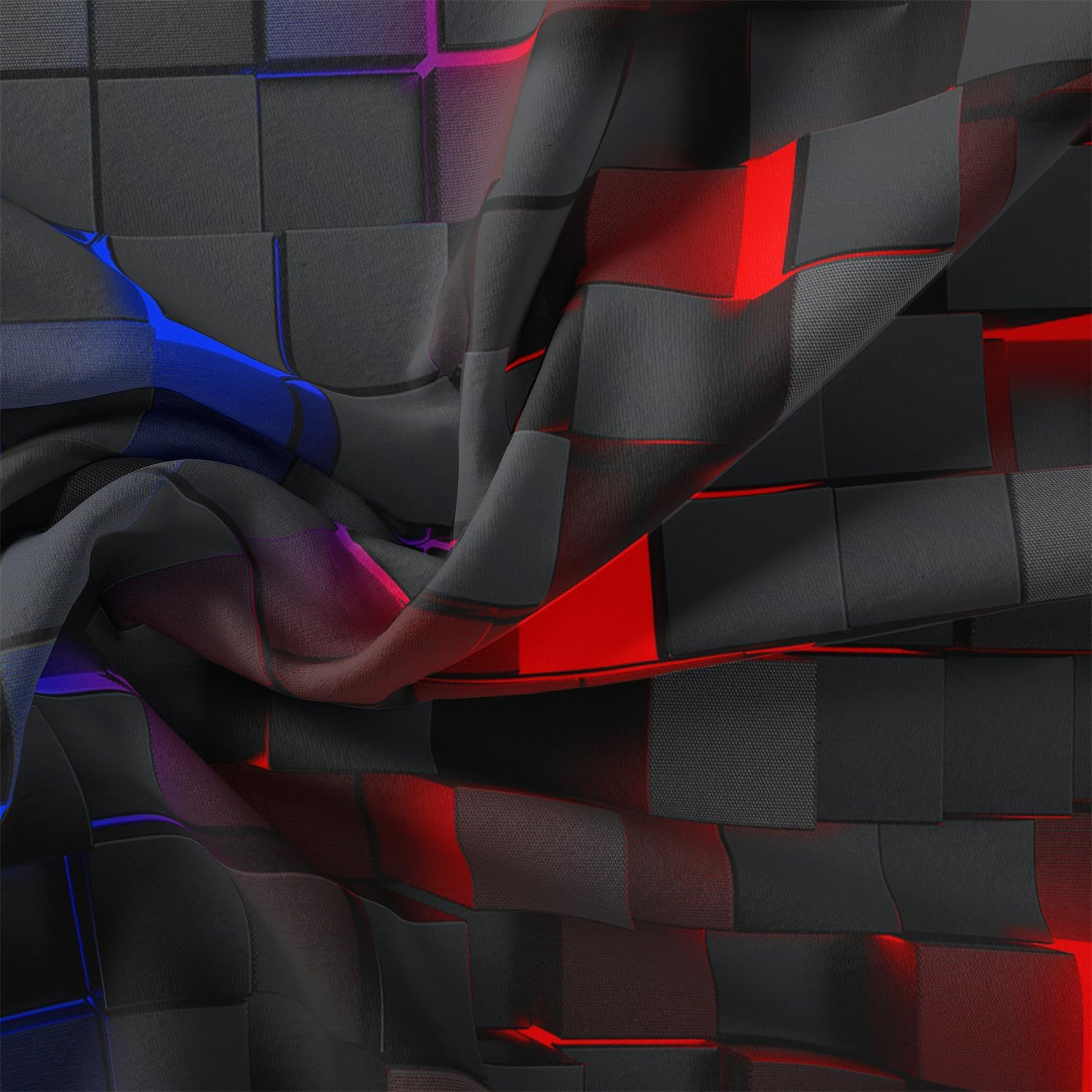 Checkered Duvet Cover Set Twin Size, Red and Blue Grid Printed Quilt Personalized Geometric Square Grid Bedding Set Modern Abstract Check Quilt Cover for All Season (1 Duvet Cover + 2 Pillowcase) image number 2