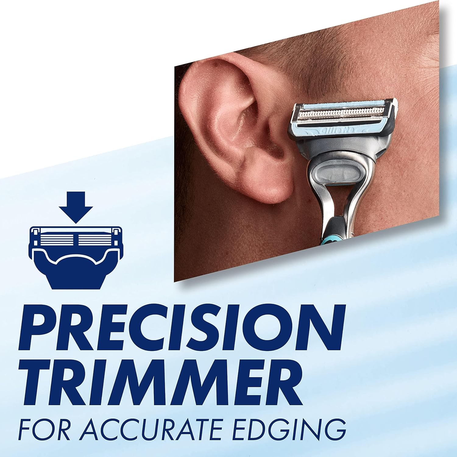 Gillette Skinguard Sensitive Razor Blades Men, Pack of 8 Razor Blade Refills with Precision Trimmer, Fits Fusion Handles image number 4