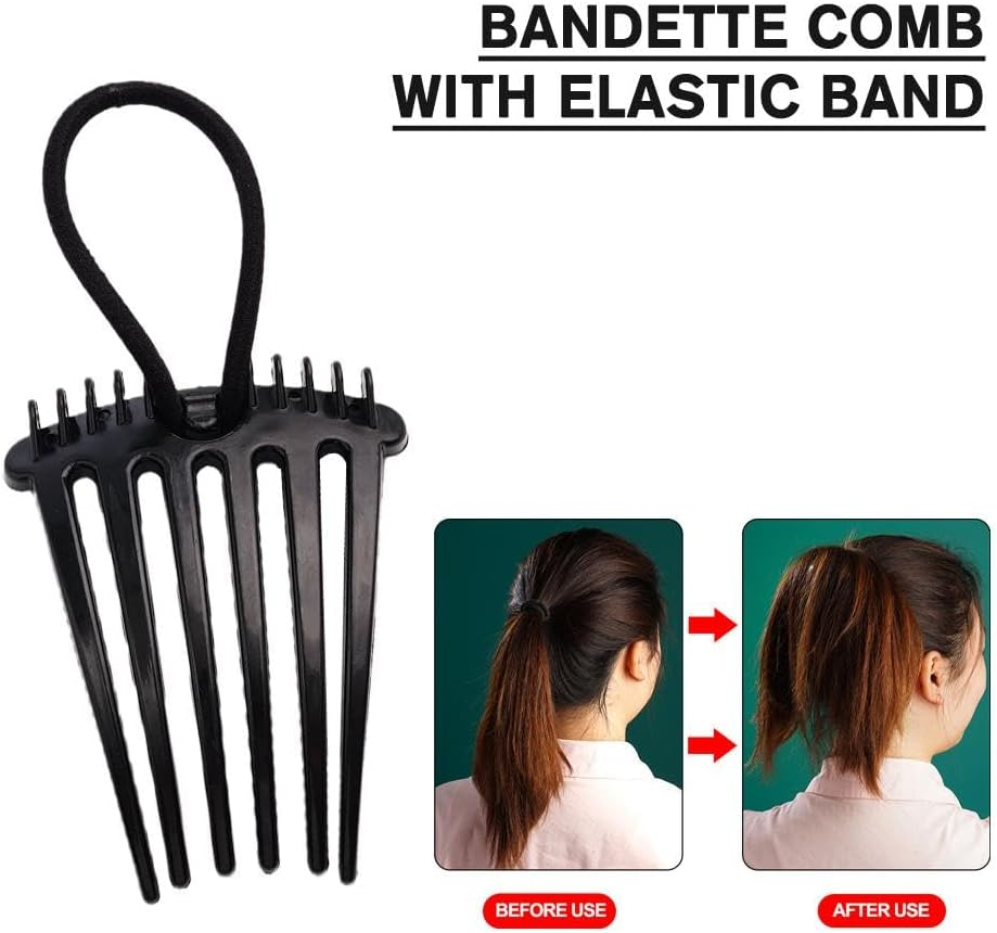 Bandette Comb, Fluffy Hair Comb Ponytail Bump It up Volume Combs, Bandette Comb with Elastic Band, Trendy Hair Accessory for Chic Hairstyles image number 5