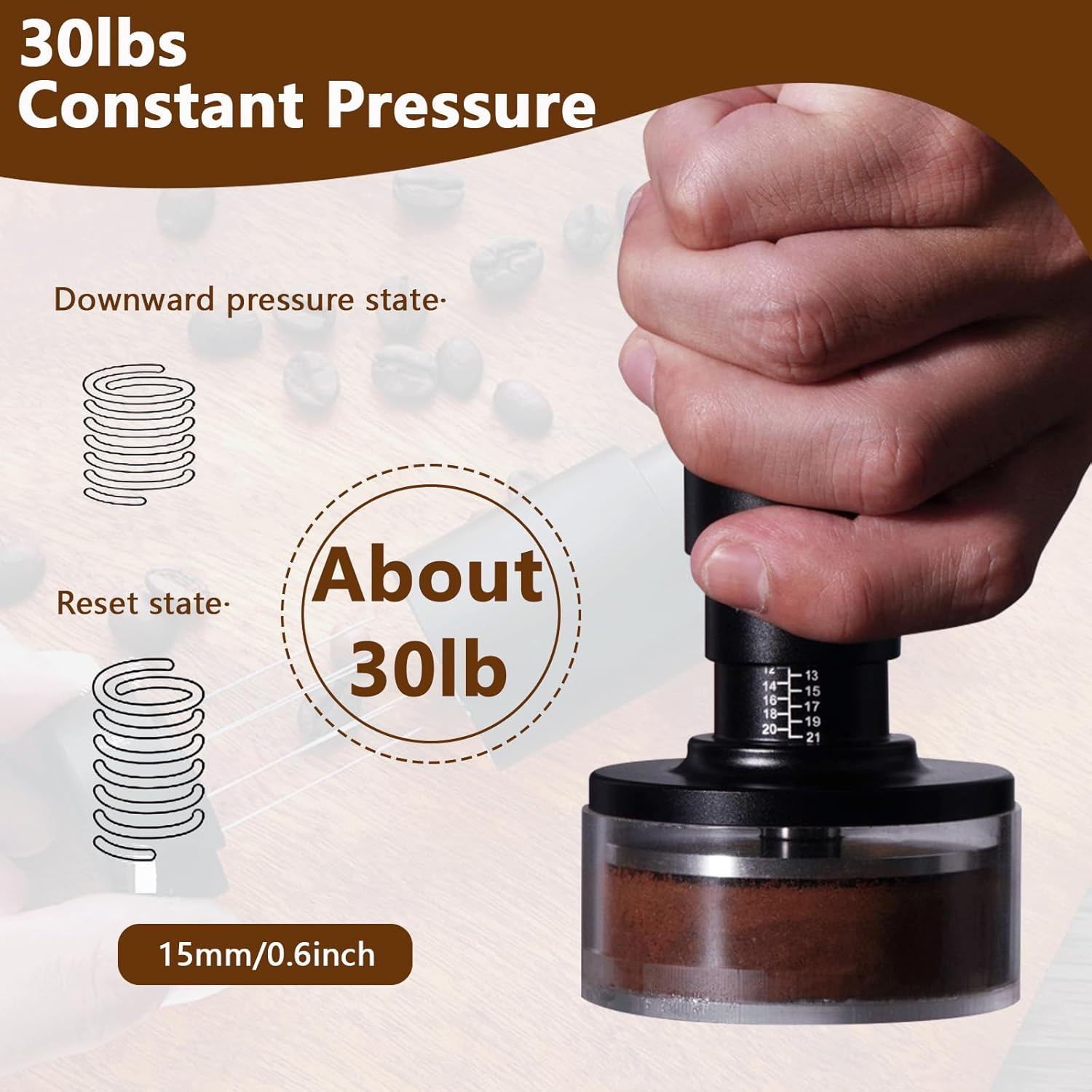 Espresso Tamper with WDT Tool, 2 in 1 Coffee Tamper 53Mm with Stainless Steel Base, Espresso Coffee Stirrer,8 Needles 0.4Mm WDT Tool Espresso Fits All 54Mm Portafilters,Coffee Gifts image number 4