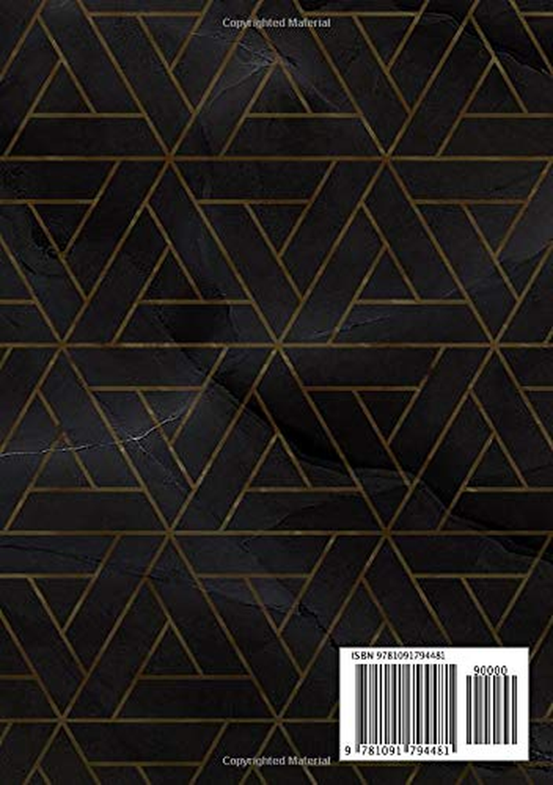 Alphabetical Notebook A5: Medium Lined-Journal Organizer with A-Z Tabs Printed | Geometric Triangle Design Marble Black Gold