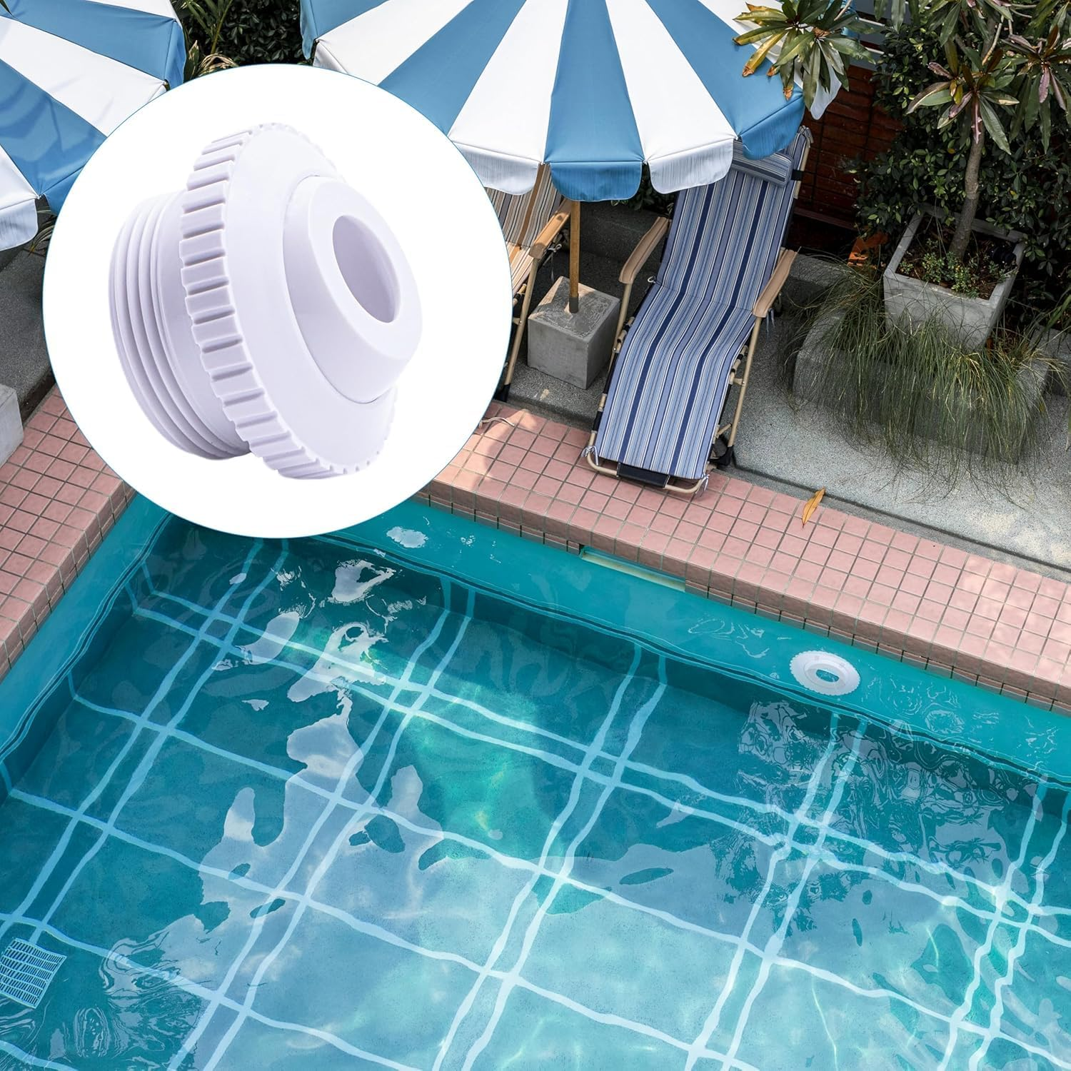 2-Pack 3/4" Adjustable Directional Pool Jet Nozzles, 1-1/2" MIP Thread Return Fittings for Swimming Pool & Spa Flow Inlet Jets, White PVC Pool Accessories image number 5