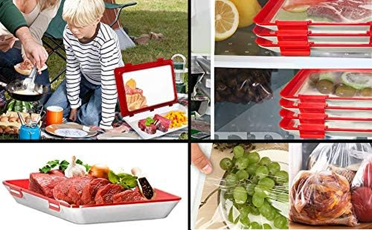 WIMIRIL Food Preservation Trays- Stackable, Reusable Food Tray with Plastic Lid, Durable，Superior for Keeping Food Fresh,Dishwasher & Freezer Safe-6 Count image number 3
