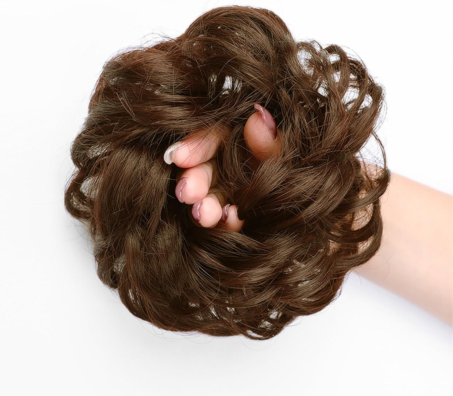 YUESUO 1PCS Messy Bun Hair Pieces Wavy Curly Scrunchies Synthetic Chignon Hair Extensions Updo Hairpieces for Women Girls (Light Brown) image number 6