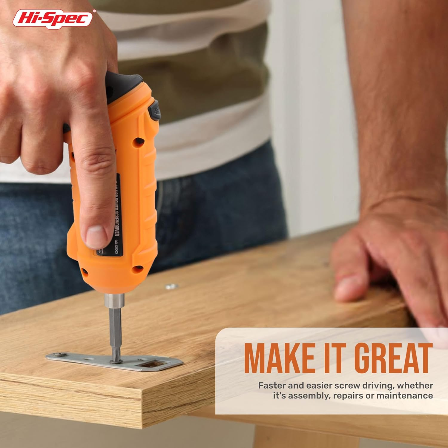 Hi-Spec 42Pc 4V USB Electric Power Driver & Household Tool Kit. Cordless Power Screwdriver and Hand Tools in a Compact Box Case - Yellow 42 image number 3