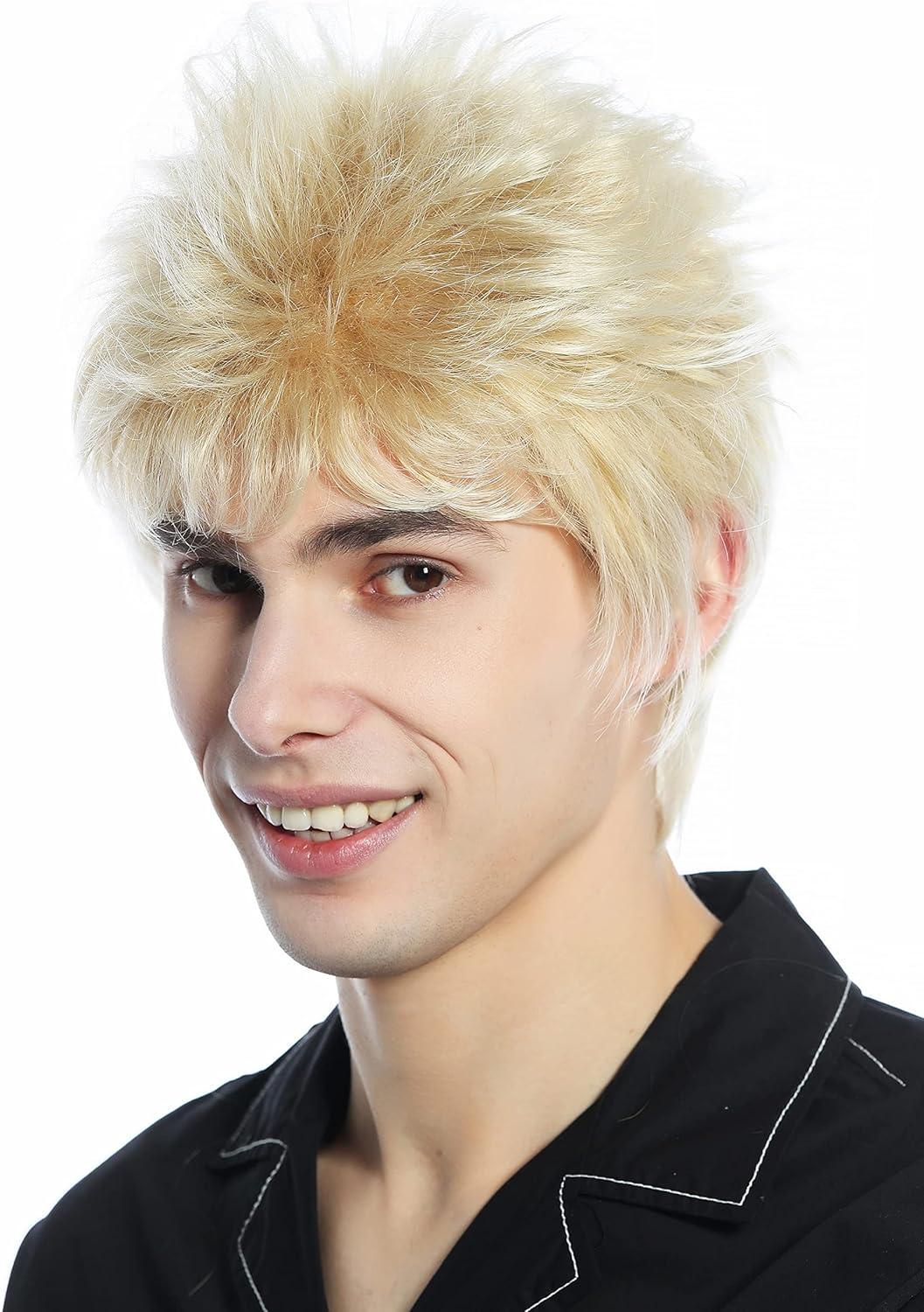 WIG ME up - M-252A-24BT613 Wig Men Women Short Wild Retro 80S Toupeed like Uncombed Blonde Mix image number 1