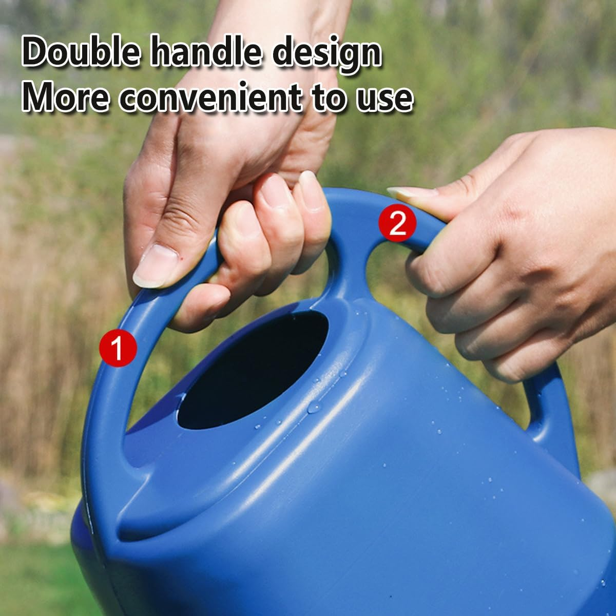 AIMALL 4L Gardening Watering Can - Durable Plastic Long Spout Watering Kettle, Available in Yellow, Wine Red, Lake Blue, Grey, Dark Green, Dark Blue, 14.9 X 9.64 X 7.87 Inches image number 1